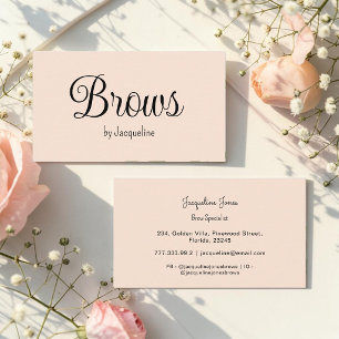 Beige Brows Beauty Simple Script  Business Card