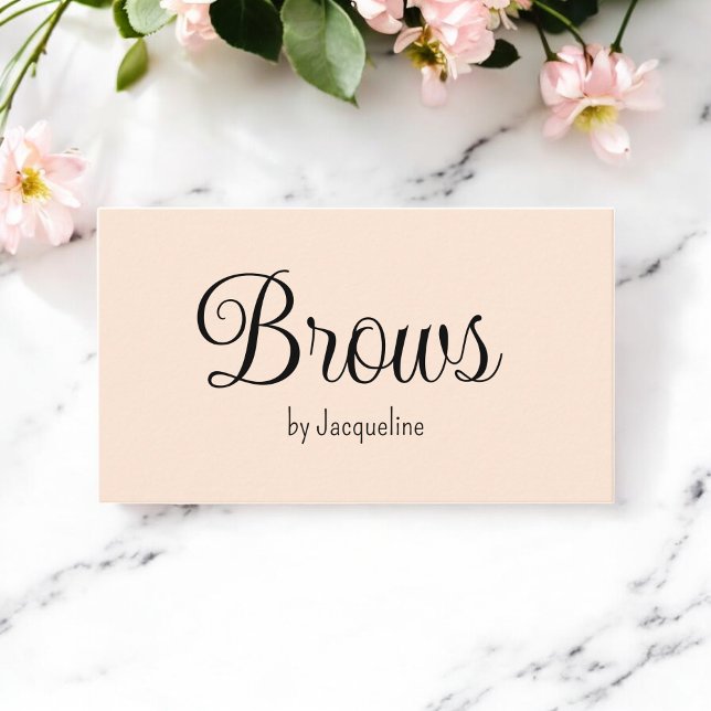 Beige Brows Beauty Simple Script  Business Card (Creator Uploaded)