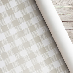 Beige Buffalo Check Christmas Wrapping Paper