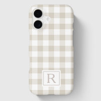 Beige Buffalo Check Custom Initial