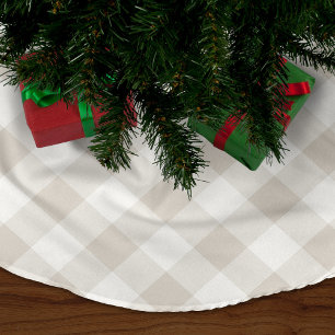 Beige Buffalo Check   Farmhouse Holiday Brushed Polyester Tree Skirt