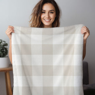 Beige Buffalo Check   Modern Farmhouse Decor Fleece Blanket
