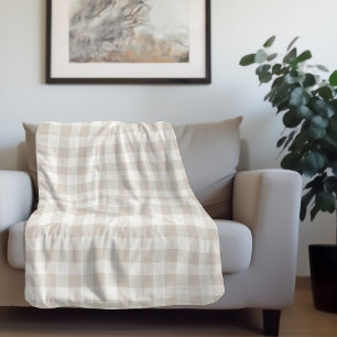 Beige Buffalo Check   Modern Farmhouse Sherpa Blanket