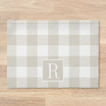 Beige Buffalo Check Monogram Tea Towel<br><div class="desc">Custom-designed modern rustic kitchen towel featuring personalised monogram on beige plaid pattern.</div>