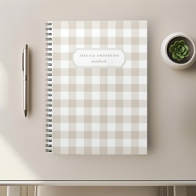 Beige Buffalo Plaid Personalised Notebook (Creator Uploaded)