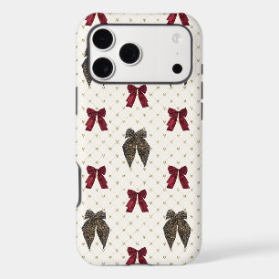 Beige & Burgundy Bow Phone Case