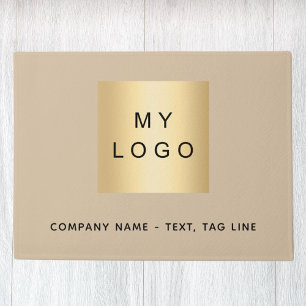 Beige business logo doormat