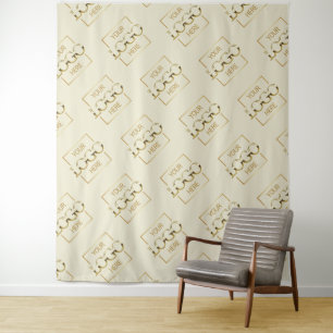 Beige Business Logo Pattern Trade Show Backdrop Tapestry