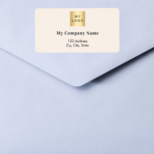 Beige business logo return address label