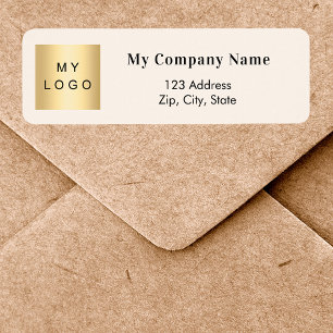 Beige business logo return address label