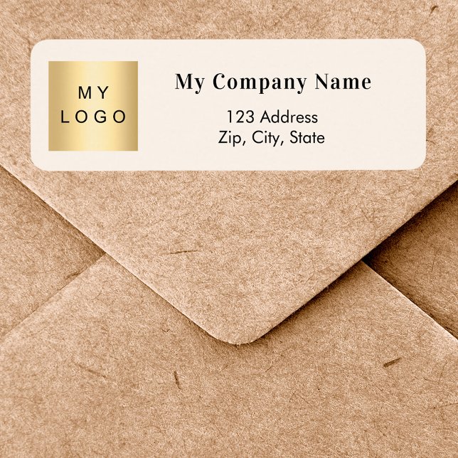 Beige business logo return address label (Creator Uploaded)