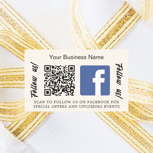 Beige business qr code Facebook Rectangular Sticker (Creator Uploaded)