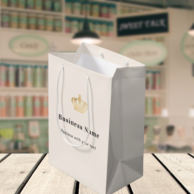 Beige business royal crown paper shopping bag (Creator Uploaded)