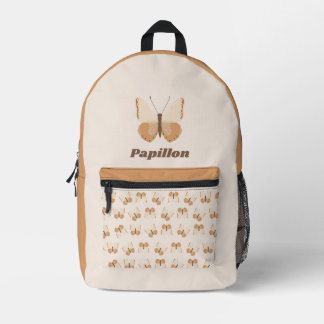 Beige butterfly printed backpack
