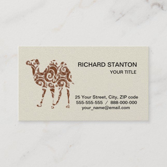 Beige camel business card (Front)