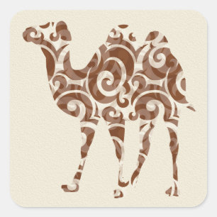 Beige camel square sticker