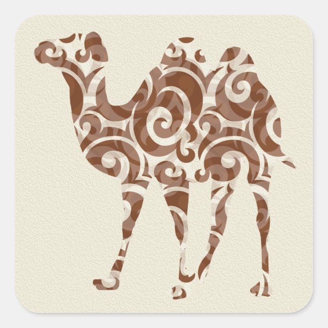 Beige camel square sticker (Front)