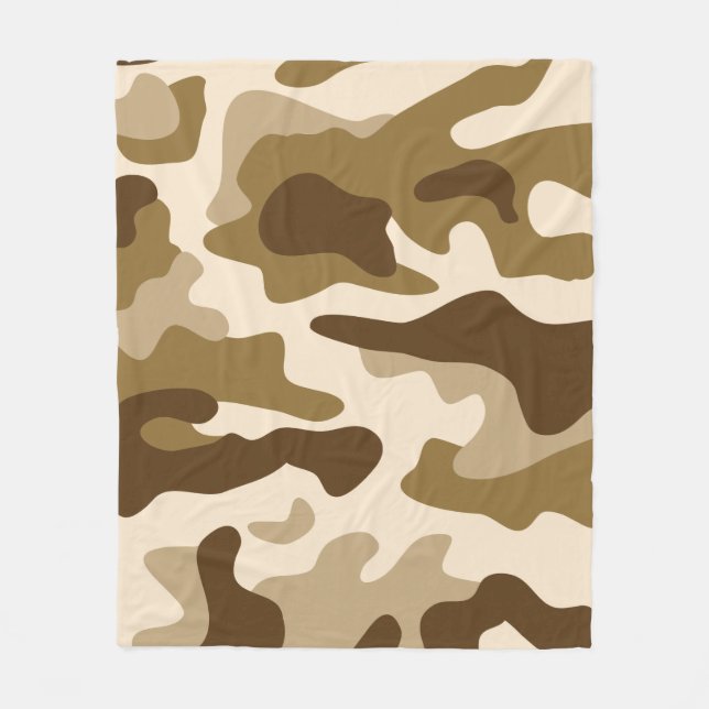 Beige camouflage pattern fleece blanket (Front)