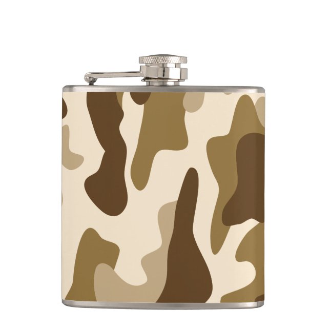 Beige camouflage pattern hip flask (Front)