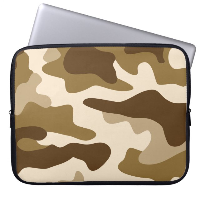 Beige camouflage pattern laptop sleeve (Front)
