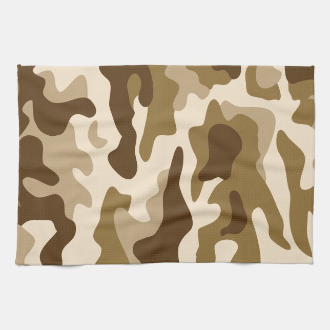Beige camouflage pattern tea towel (Horizontal)