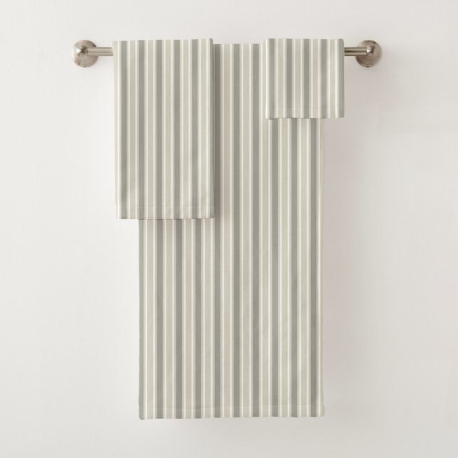 Beige candy stripes bath towel set (Insitu)