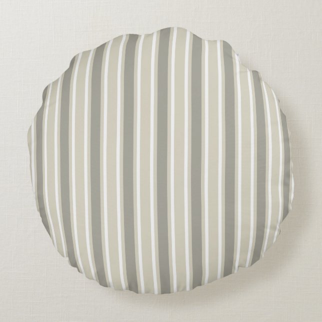 Beige candy stripes round cushion (Back)