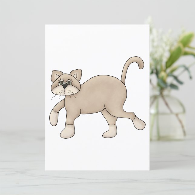 Beige Cat Drawing with Green Eyes Invitation (Creator Uploaded)