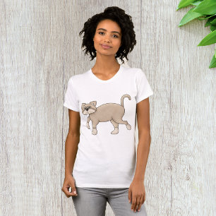 Beige Cat Drawing with Green Eyes T-Shirt