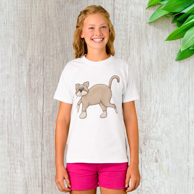 Beige Cat Drawing with Green Eyes T-Shirt (Creator Uploaded)