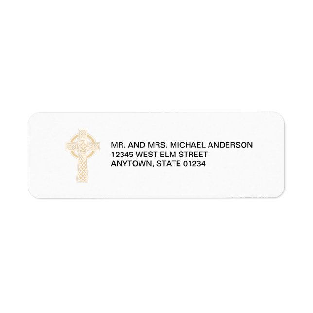 Beige Celtic Cross Return Address Label (Front)