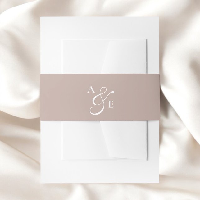 Beige Champagne Monogram Script Ampersand Invitation Belly Band (Creator Uploaded)