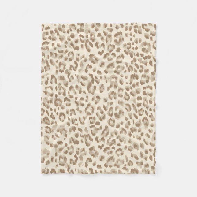 Beige Cheetah Print Fleece Blanket (Front)