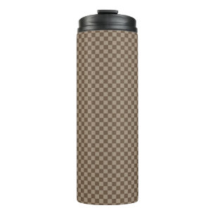 Beige Chequered Pattern  Thermal Tumbler