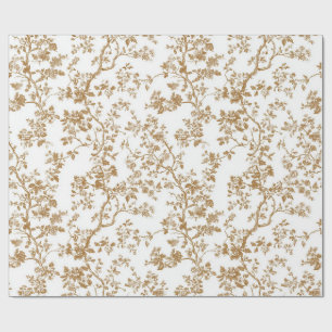 Beige Chinoiserie Floral Sprigs Wrapping Paper