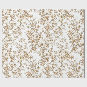 Beige Chinoiserie Garden Flowers Wrapping Paper