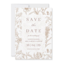 Beige Chinoiserie Wildflower Wedding Save the Date