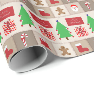 Beige Christmas Pattern Wrapping Paper
