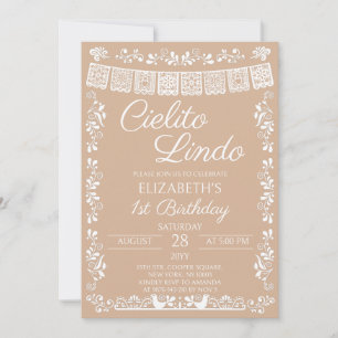 Beige Cielito Lindo 1st Birthday Invitation