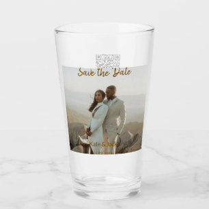 BEIGE CLASSIC ELEGANT COUPLE ADD QR SAVE THE DATE GLASS