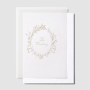 Beige Classic Wreath The Wedding Calligraphy Vellum Invitations