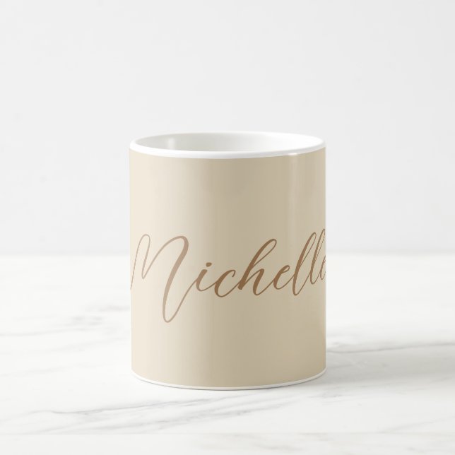 Beige Classical Professional Handwritten Name Coffee Mug (Center)