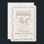 Beige Cocktail and Cowgirls Nash Bash Bachelorette Invitation<br><div class="desc">Get ready to celebrate your bride in true Nashville style with this Cocktails and Cowgirls Collection! Featuring a chic cowgirl lounging in a cocktail glass and playful beige accents, it’s giving Nashville Girls Night vibes. Grab your boots and your besties because this is going to be a party to remember!...</div>