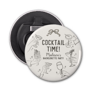 Beige Cocktail Party Bachelorette Envelope Favour Bottle Opener