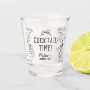 Beige Cocktail Party Retro Birthday Favours Shot Glass