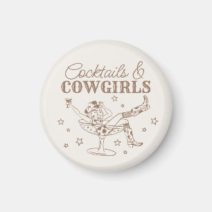 Beige Cocktails and Cowgirls Bachelorette Favours Magnet