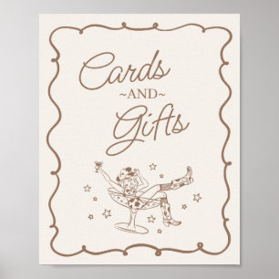 Beige Cocktails and Cowgirls Rodeo Cards & Gifts Poster