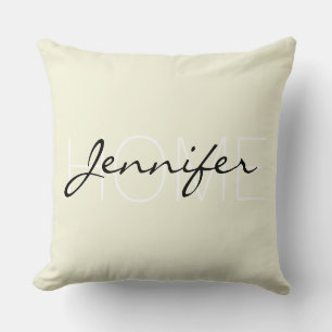 Beige colour home monogram cushion