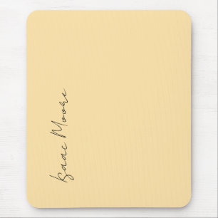 Beige Colour Plain Elegant Script Calligraphy Name Mouse Pad
