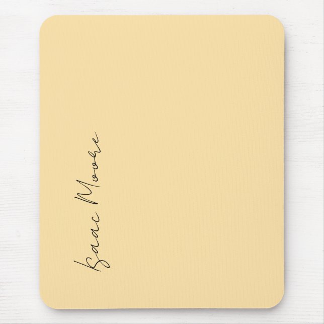 Beige Colour Plain Elegant Script Calligraphy Name Mouse Pad (Front)